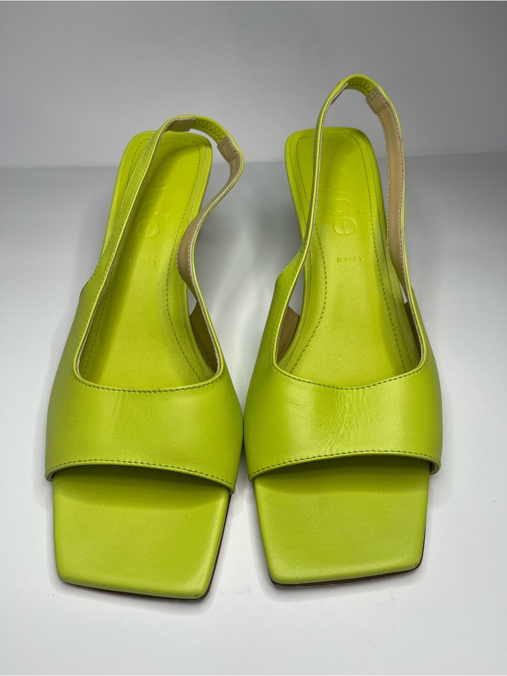Aeyde Apple Green Juno Slingback Sandals Kitten Heel Square Toe size US 8.5 - Picture 2 of 9